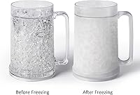 Vista 8 de Juego de 2 tazas de hielo de gel de doble pared para congelador, transparentes, 16 onzas, color blanco