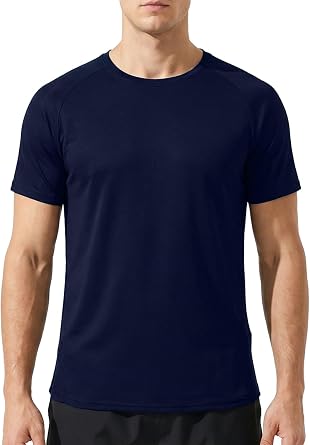 Mens Athletic Running Crew Neck Gym T-Shirts Solid Quick Dry Short Sleeve Moisture Wicking Casual Tops Tee Workout