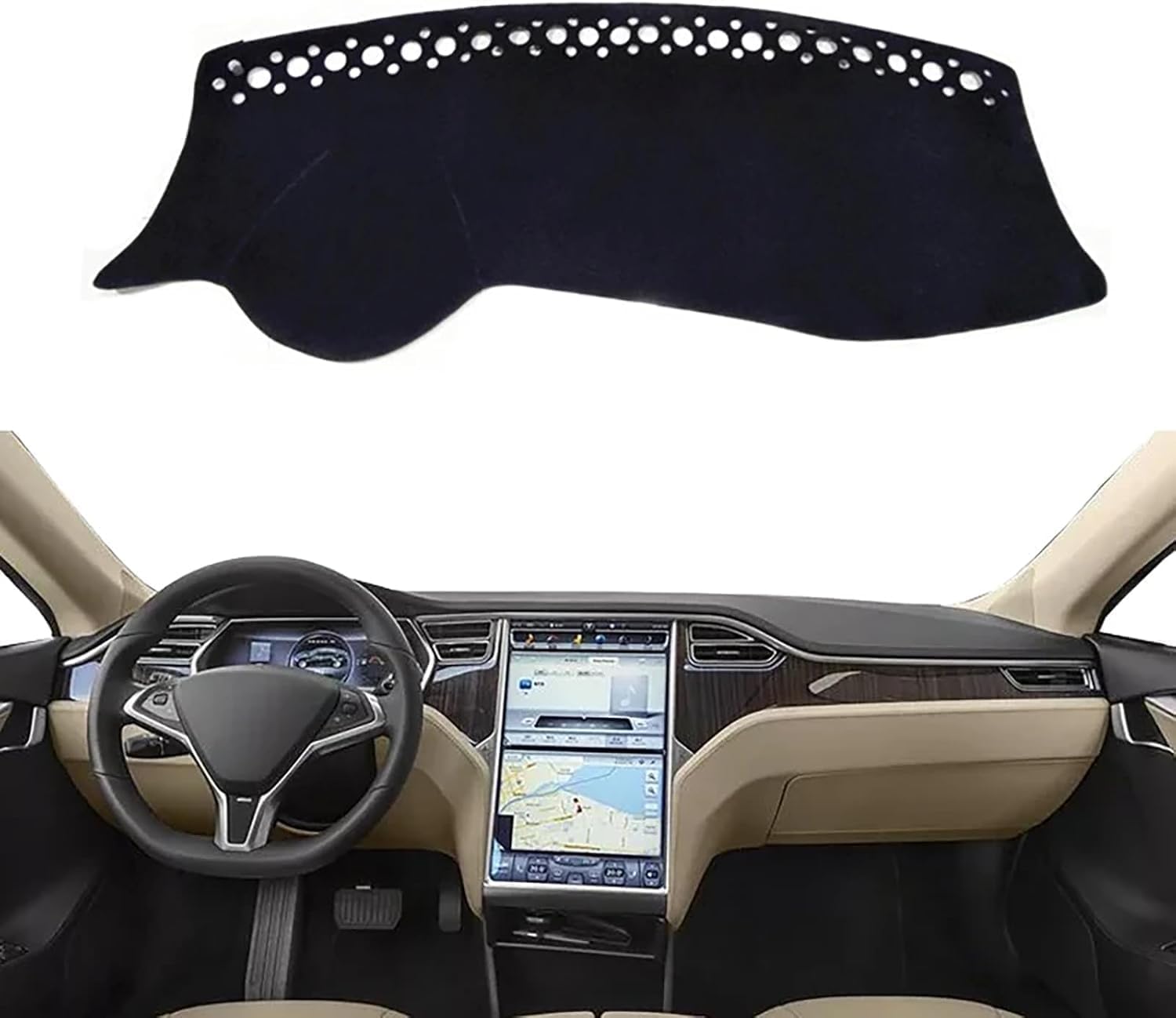 DdaiXQ Car Dashboard Mat For Tesla S 2012-2017 2018 2019 2020, Anti Slip Anti Glare Dustproof Dashboard Cover Pad Protector Dash Cover Sunshade Dashmat