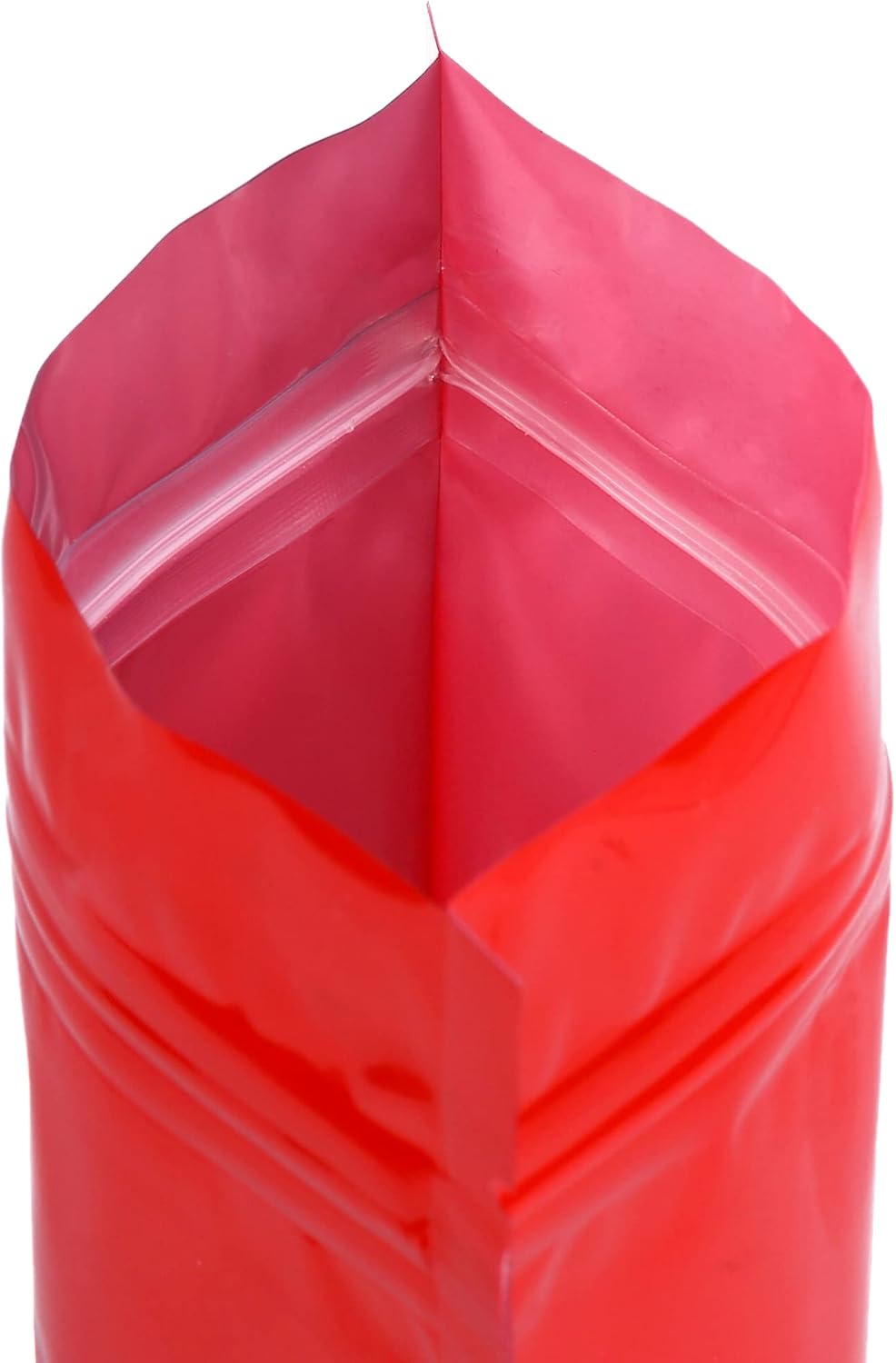 QQ Studio 50 Red Mylar Coffee Bags with Degassing Valve and Window, Heat Seal Stand Up Bags, 4.6 oz or 7 oz, Resealable Food Safe Coffee Pouches for Roasted Beans (4oz (5.5x7.9"))