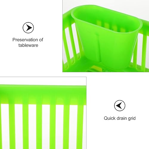 Miniatura 5 de Hemoton Escurridor de platos, escurridor de platos, soporte para utensilios y cubiertos sobre el fregadero, estante para cesta, soporte para