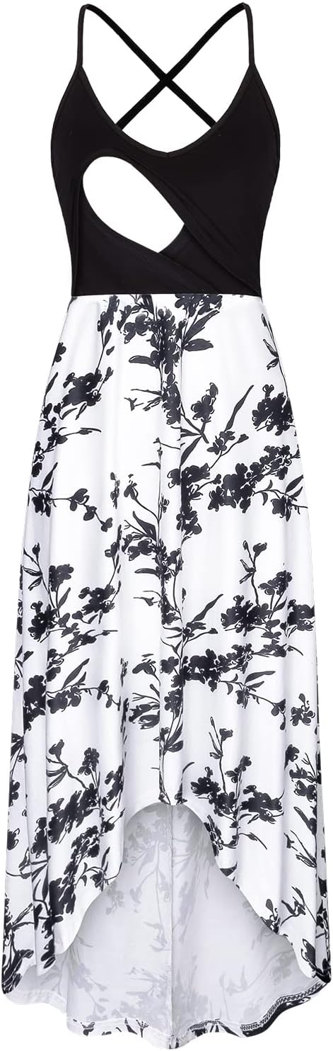 Women's Breastfeeding Floral Sundress Maternity Nursing Cami Dresses