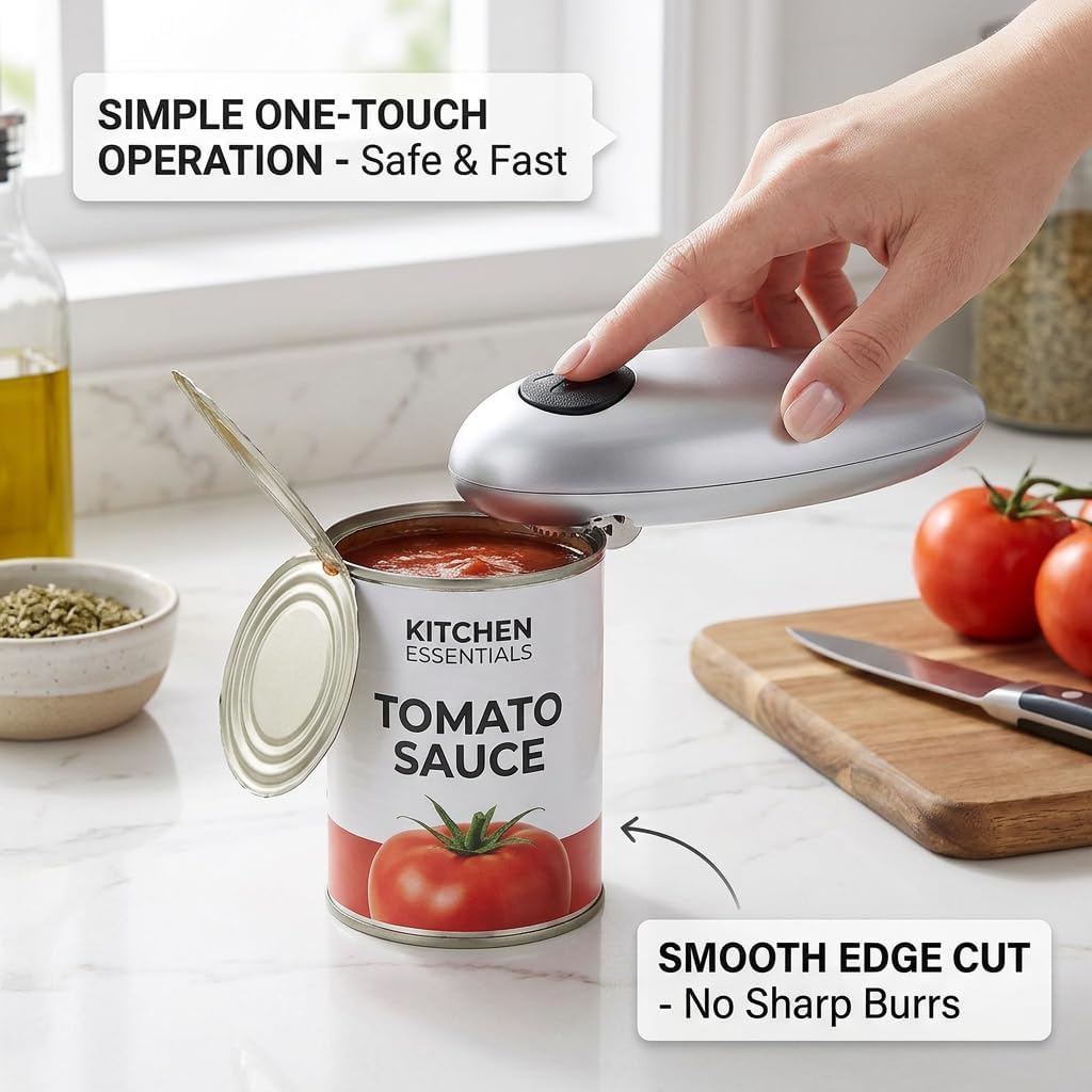 ZJchao Electric Can Opener, Handheld Automatic Can Opener Battery Operated Stainless Steel Auto Can Opener Easy Grip Opener for Kitchen Home Use