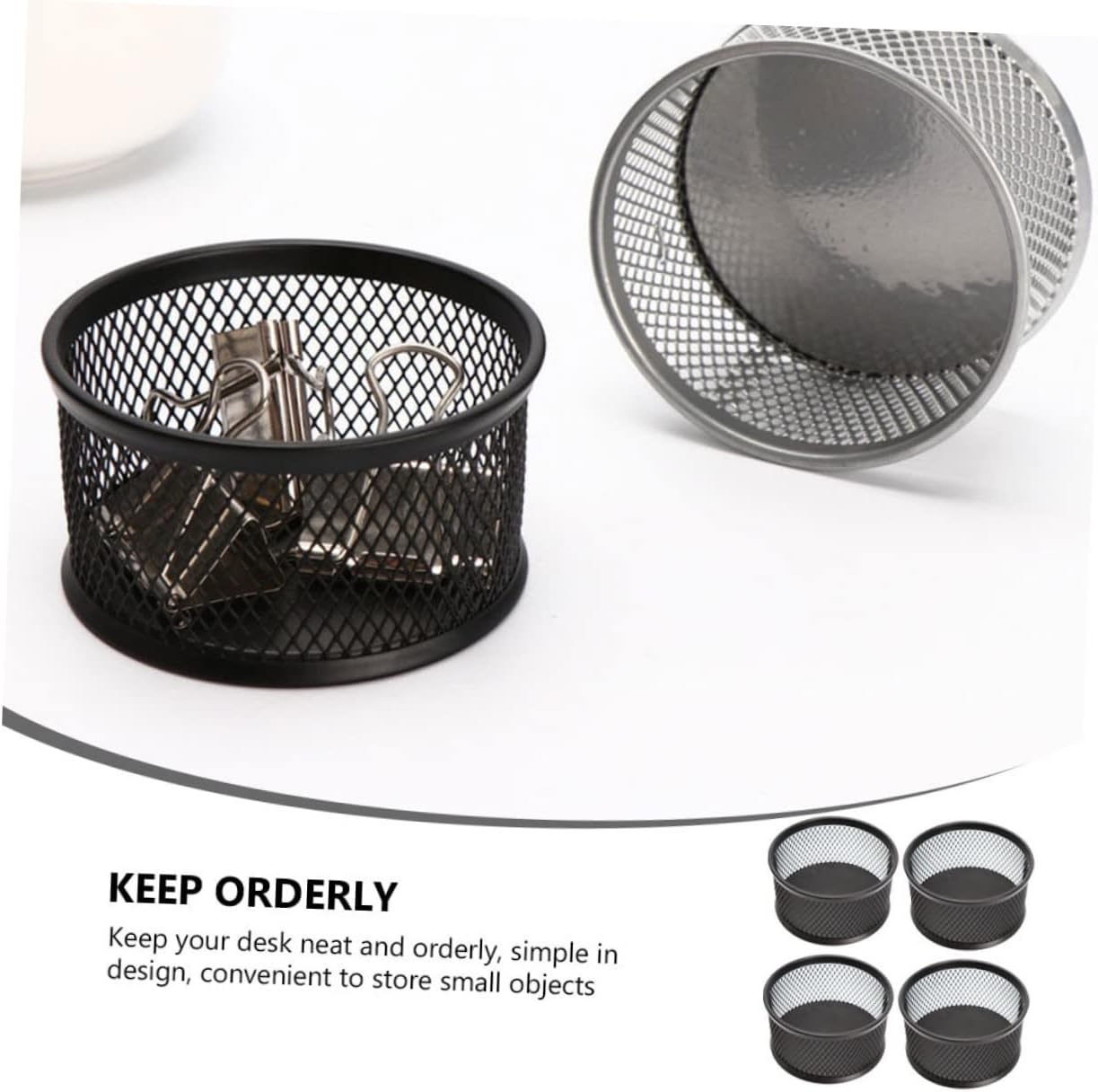 MAGICLULU 4pcs Clip Holders Desk Paperclip Container Organizer Desktop Mesh Clip Dispenser Office Binder Clip Holder Storage