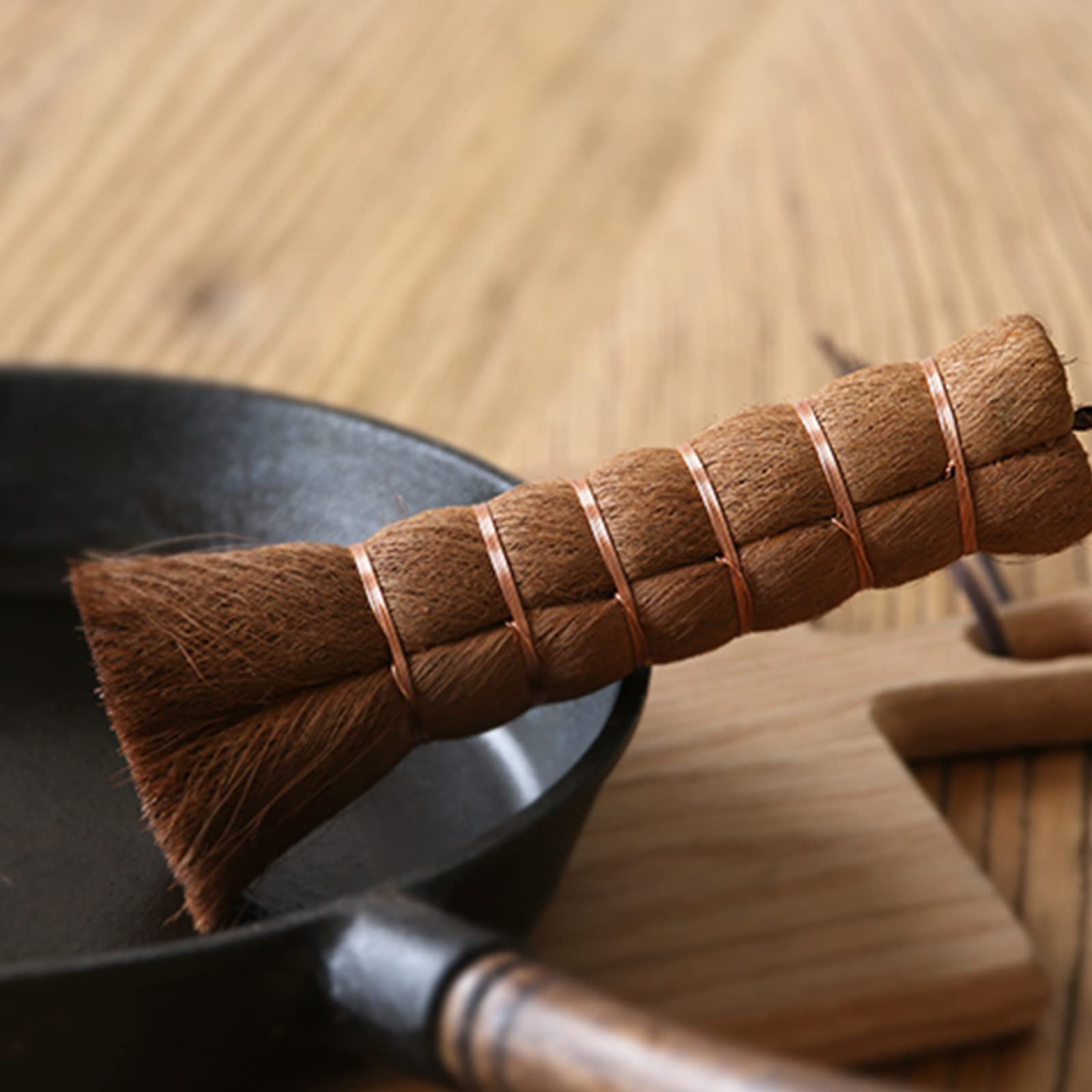 Naturalny długi uchwyt do patelni palmowej szczotka miska do mycia szczotka do czyszczenia Clea