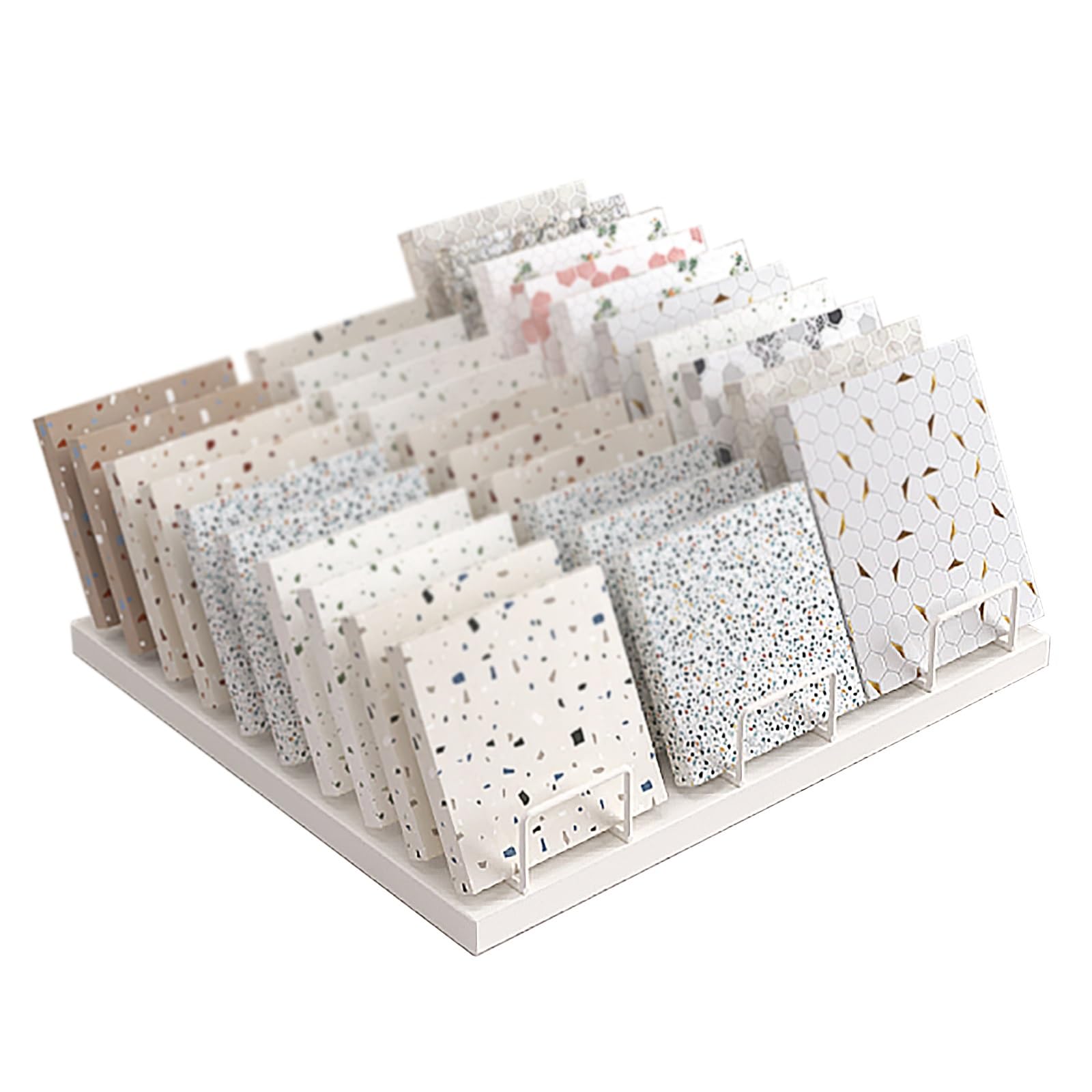 Support d'échantillons en verre et carrelage céramique avec rack de stockage métal
