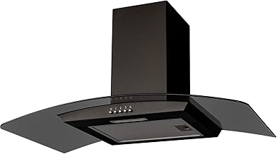 SIA CGHS90BL 90cm Curved Black Glass Cooker Hood Kitchen Extractor Fan