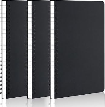 Squared Paper Notebook A5-3PCS A5 Spiral Notebooks with 100GSM Thick Graph Paper - 120 Pages A5 21x14cm Wirebound Notebook - Writing Notepads A5-5x5mm Grid Black Notebook A5 Pack