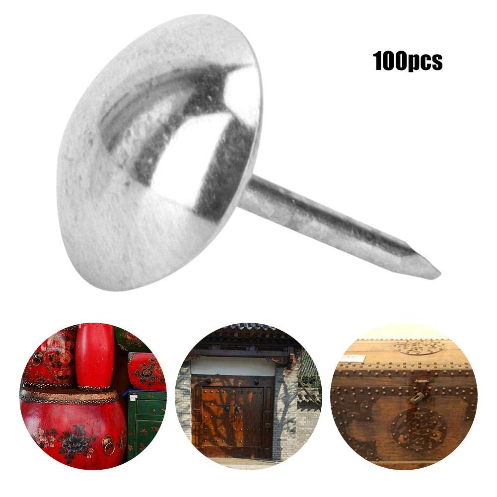 Large-Headed Nail, Decorative Tack Pins 100Pcs for Upholstery Furniture Trim 11x17mm Silver - Image 4