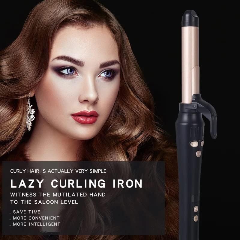 Miniatura 9 de Varita rizadora de cerámica LCD, barril de titanio giratorio automático de 1 pulgada, 4 temperaturas ajustables, calentamiento rápido, doble voltaje