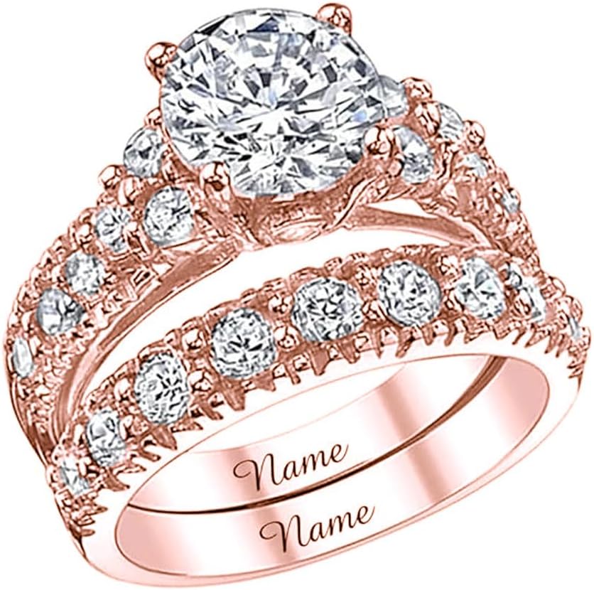 14K Gold 3.0 CT Lab Grown Diamond Bridal Set for Her, IGI Certified, DE-Color, VS, 10K 14K 18K Gold Diamond Wedding Ring Set for Women, 1.0 Cttw Accent for Engagement, US Size 4-18 - Image 5