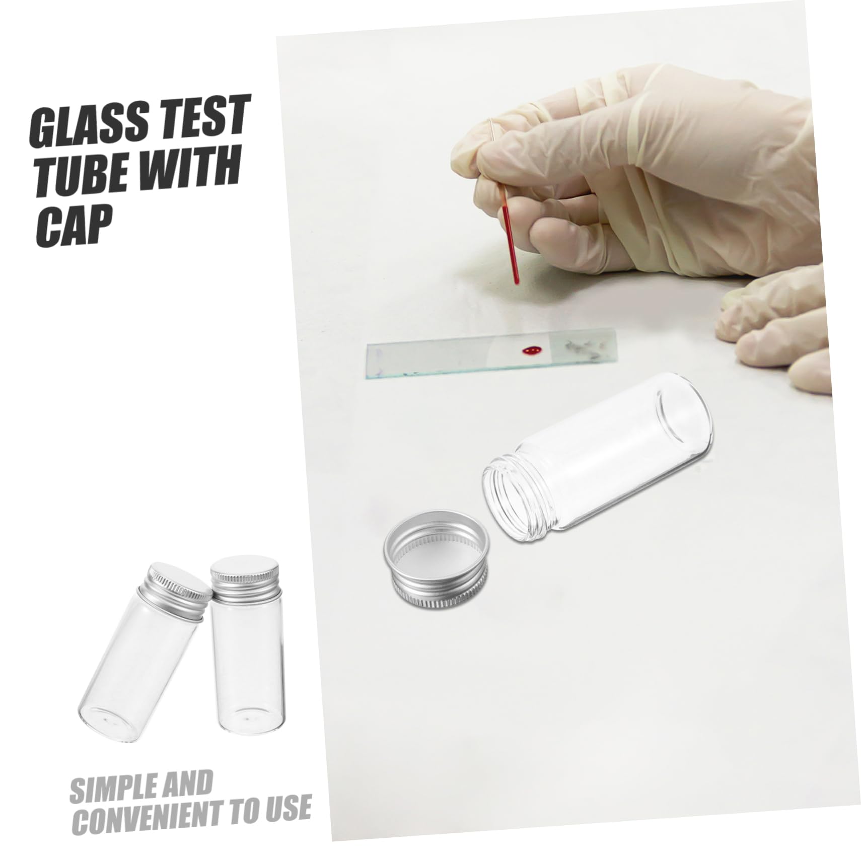 Zerodeko 2 Series Botella Sellada por Tubo De Ensayo Prueba Tubos Laboratorio Pequeño Tapa Hermético Vial De Muestreo Tubo De Vial De Vidrio Tubo Científico Planchar Piezas*2