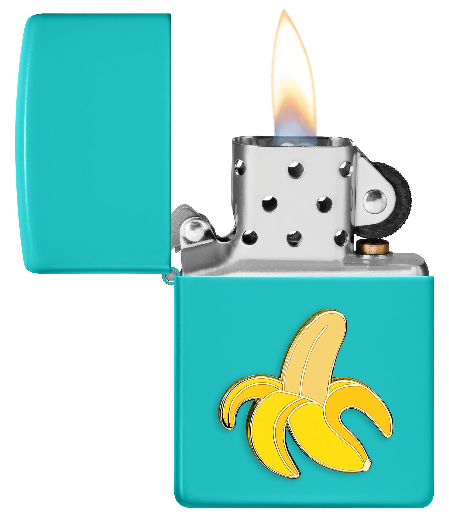 Zippo Sturmfeuerzeug Foodie Banane Flat Turquoise Emblem Nachfüllbar Windfest Geschenkbox Made in USA