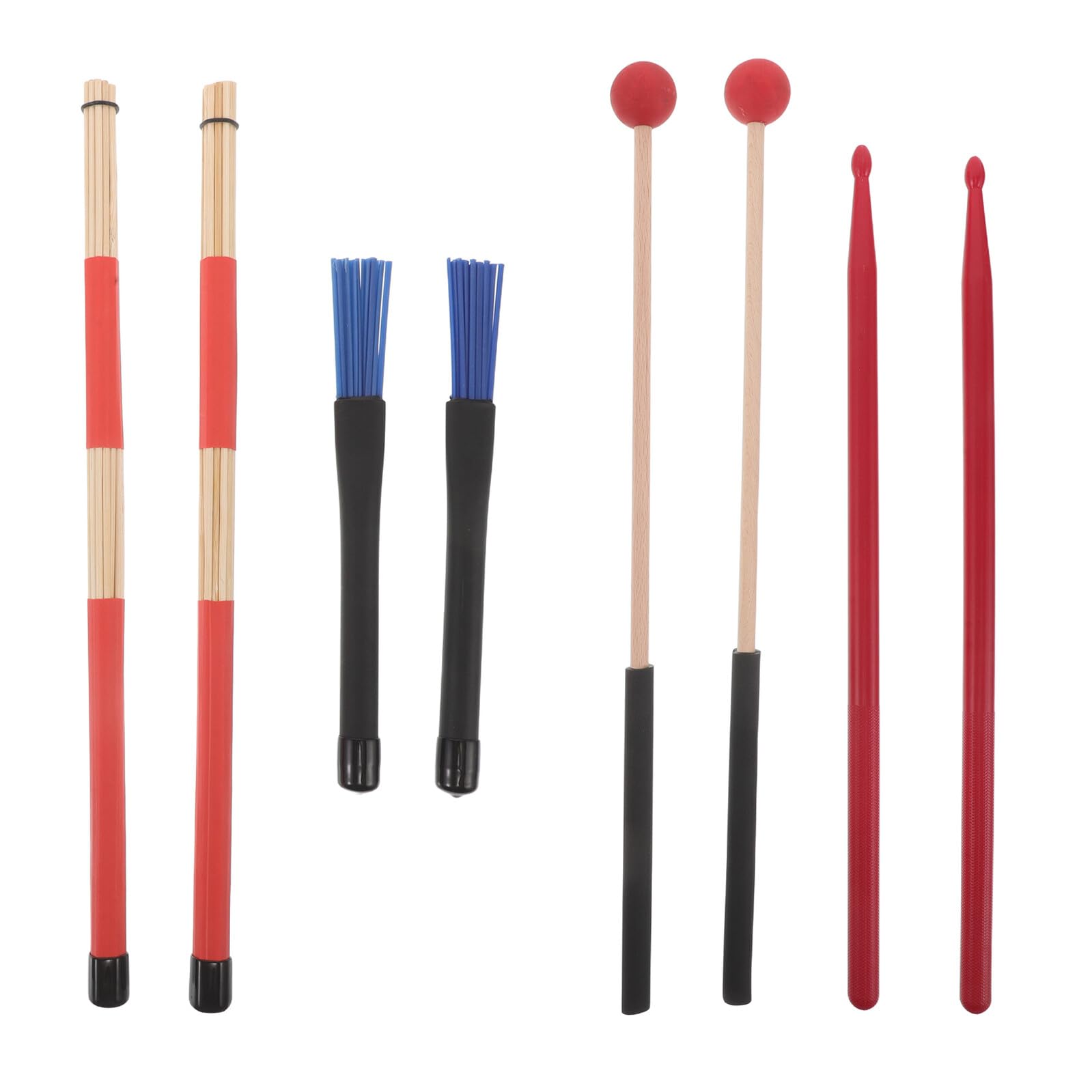 BESTonZON zestaw pałeczek perkusyjnych Zastępca podumia wymiana szczotki bębnowej młotek bębnowy Organizator Drumstick woreczek na podudzie Pakiet Drumstick Narzędzia perkusyjne Nylon Red
