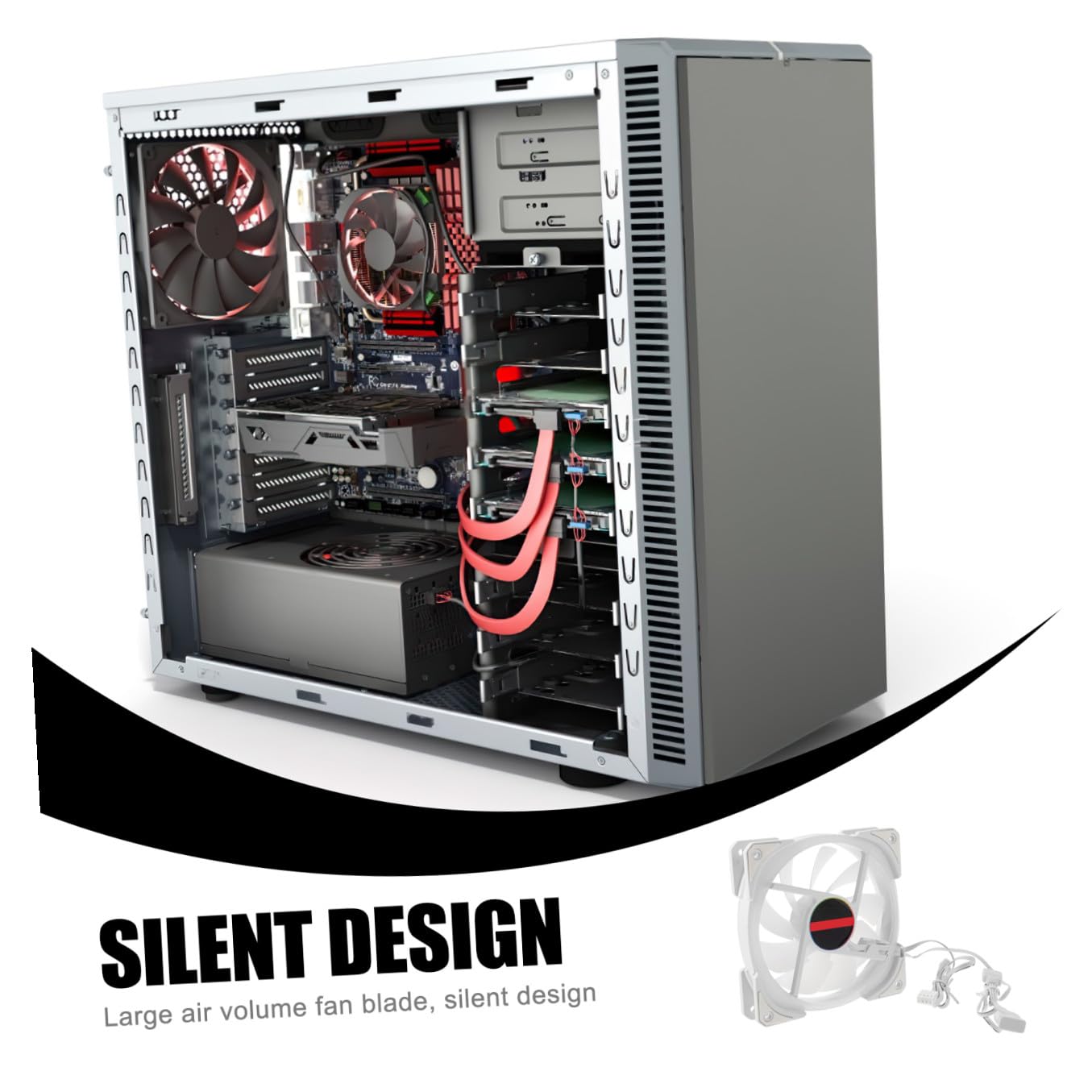Ventilador de Refrigeración Rgb con Doble Anillo para PC Silencioso Marco Doble Iluminación Lateral Controlador Argb Incluido Ventilador Ultra Silencioso para Caja y CPU