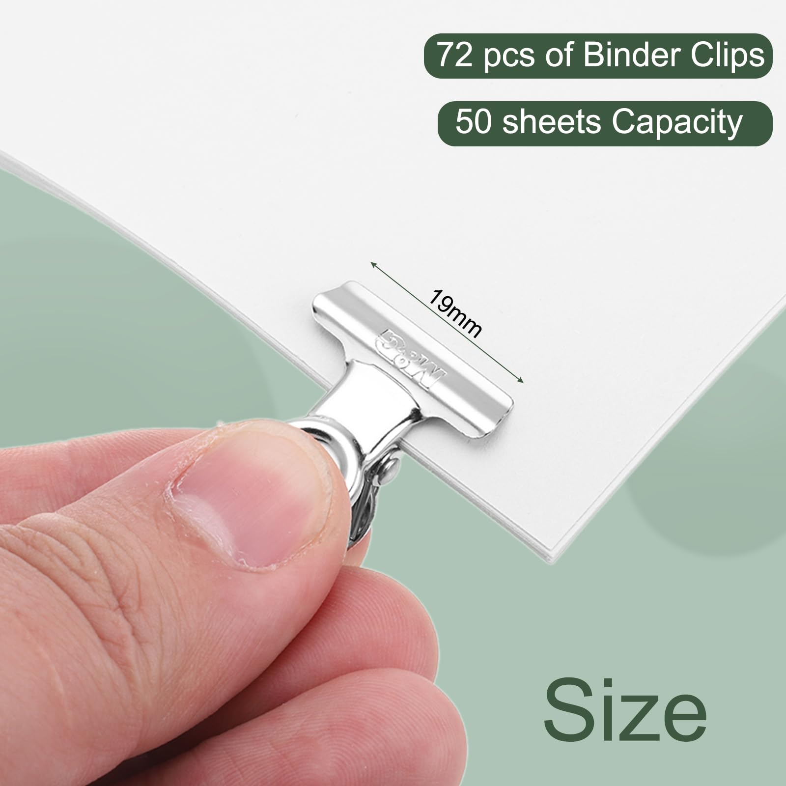 M&G 72Pack Binder Clips, 19mm Stainless Steel Small Hinge Paper Clip Metal Hinge Clamps for DIY Crafts Paintings, Drawings - Image 2