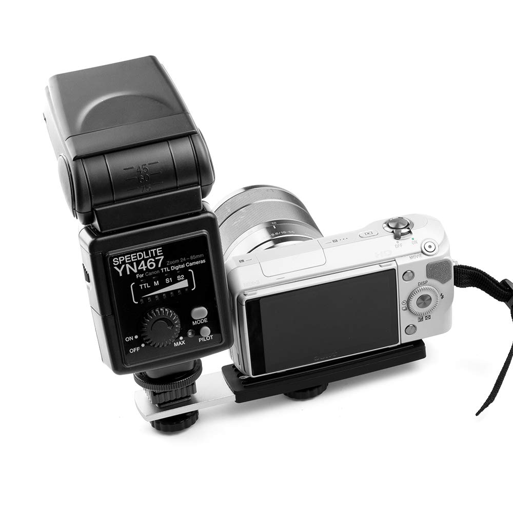 Horizontaler Kamerablitz Blitzhalterung Blitzschiene mit Blitzschuh mit 1/4"Schiebeschraube Studio Light Stand kompatibel DSLR-Camcorder DV-Kamera