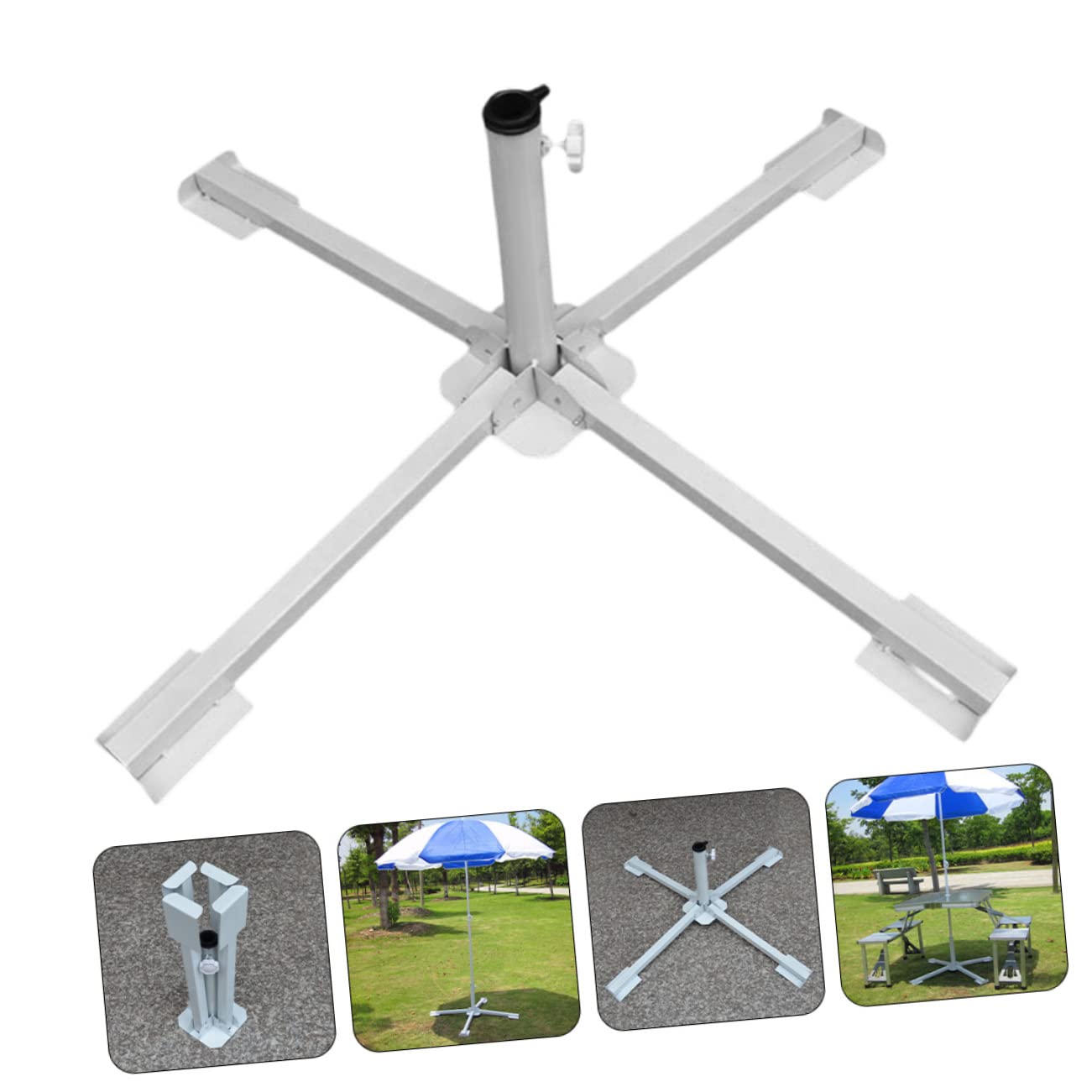 Toddmomy 2pièces Pied De Parasol pour Parasol De Plage Support Et Portable pour De Jardin Base Stable avec Vis pour Résister Vent