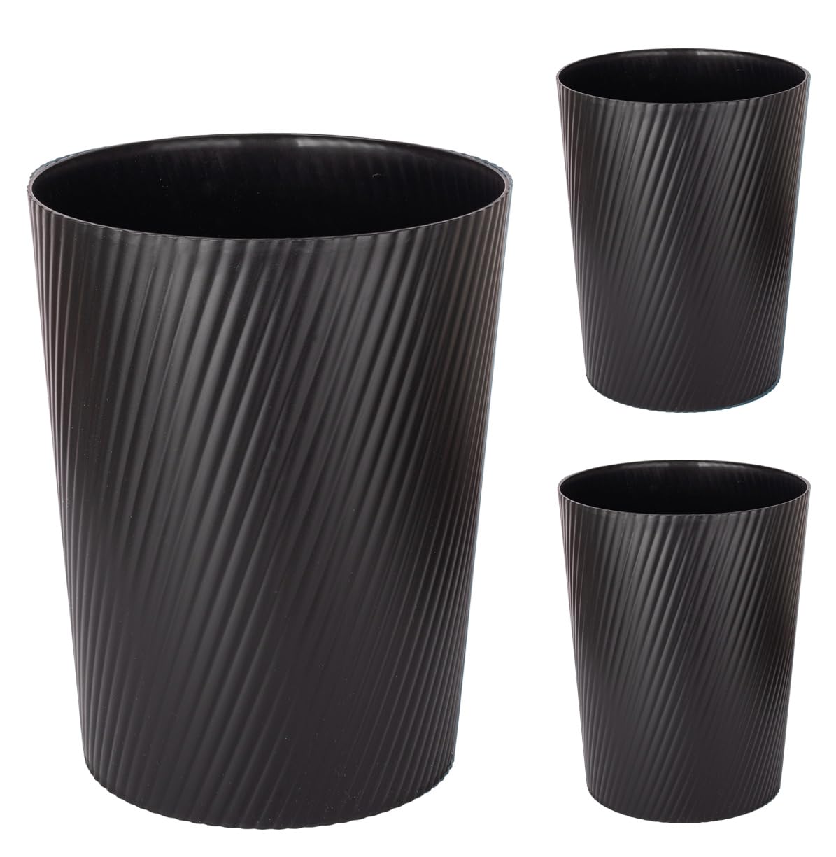 UUJOLY Small Trash Can Wastebasket Garbage Can Container Bins for Bathrooms, Laundry Room, Kitchens, Offices, Kids Rooms, Dorms (Black, 3 Pack) — image 1