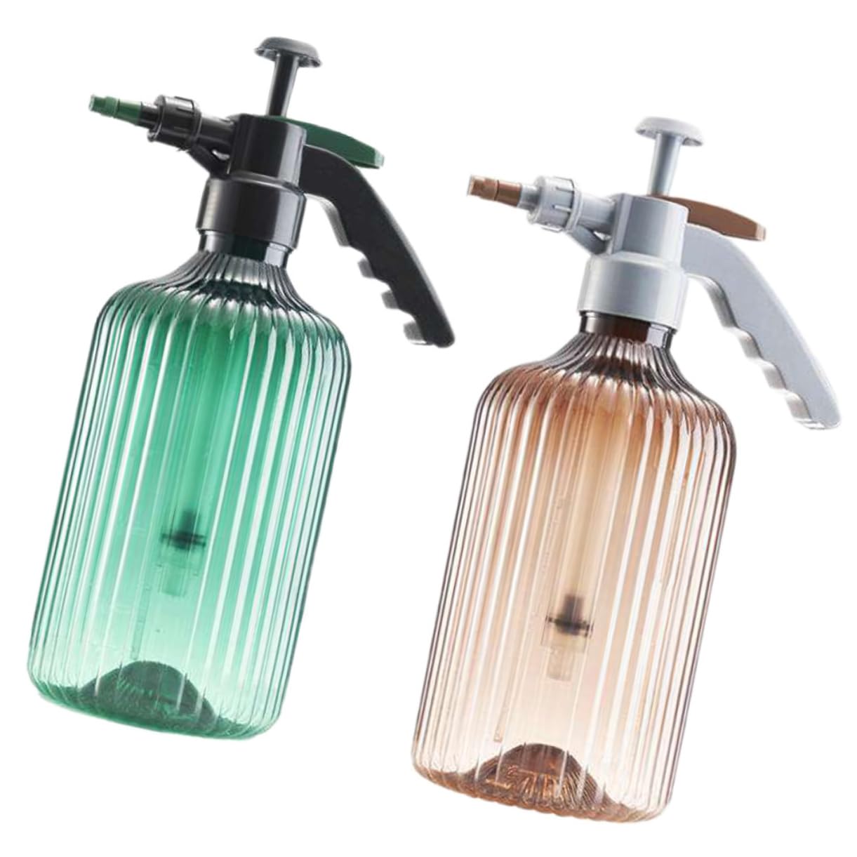 Abaodam 2 Pièces Pulvérisateur Plante Capacité Bouteille Arrosage Pression Continue Portable Vert et Marron