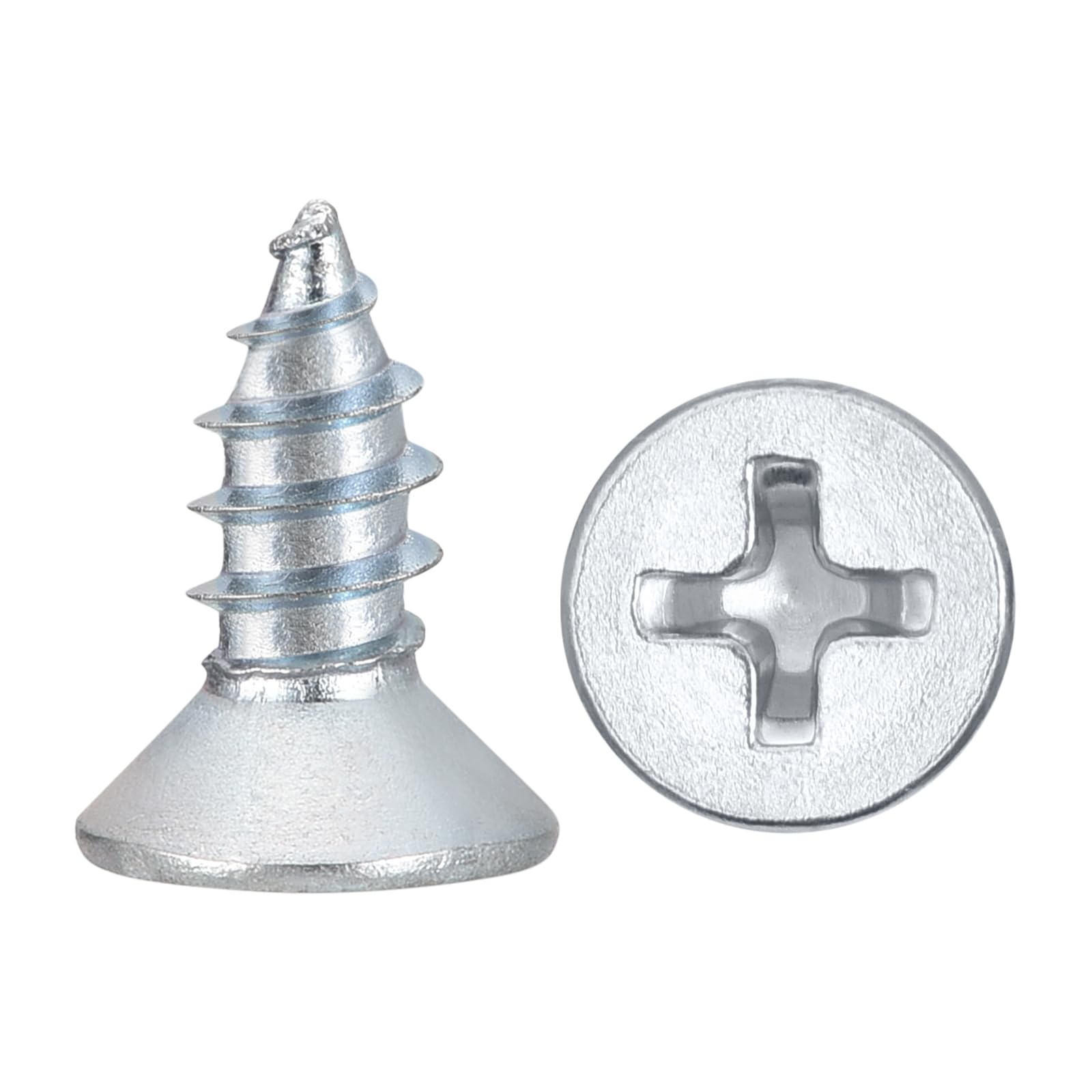 METALLIXITY Countersunk Phillips Wood Screws (#10x1/2(ST4.8x13) mm) 100Pcs, Carbon Steel Coarse Thread Phillips Drive Flat Head Wood Screws - for Furniture Installation Repair, Bluish-white โ image 1