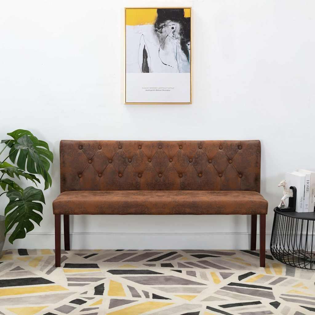 vidaXL Banco Sofás Recepción Sillas Asiento Muebles Decoración de Entrada Hogar Porche Recibidor Oficina de Piel de Ante Artificial Marrón