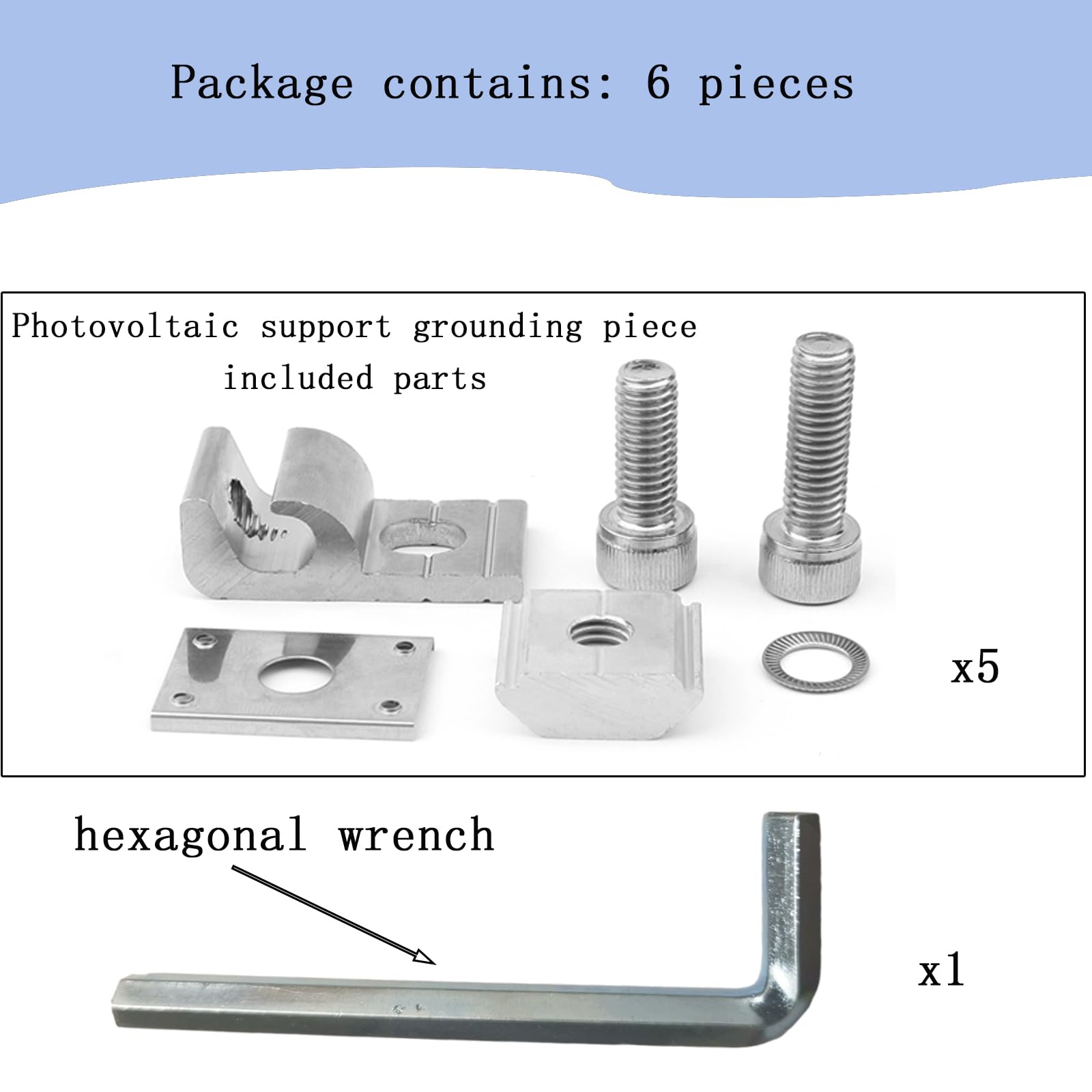 Pinces De Mise à Terre Panneau Solaire - Lot De 6 - Aluminium - Pour Rails Photovoltaïques