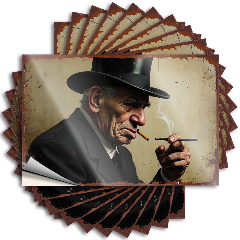 Backyard Bar Decor Items Decal - Vintage Man Smoking Cigarette. Cover Waterproof Vinyl Sticker(12X18CM)