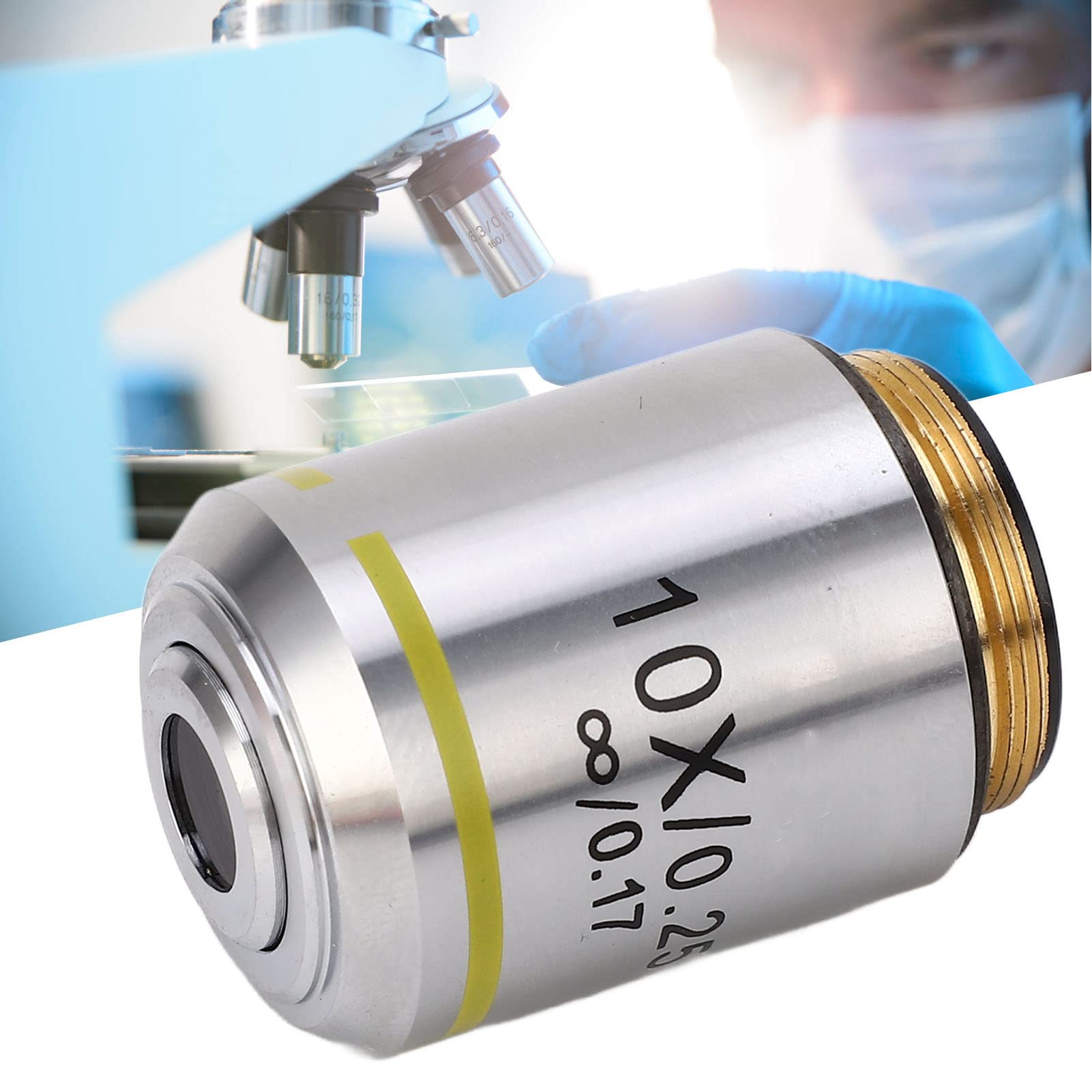 195 10X Microscope Objective Lens, Clear 195 10X Achromatic Objective Lens 20.2mm RMS Thread Optical Glass Infinity for Workshop