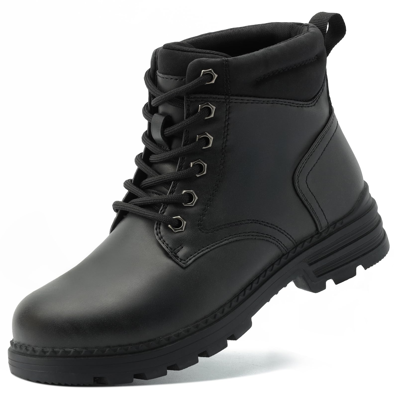 ANJOUFEMME Combat Hiking Boots for Women- Lace up Ankle Work Boots Lightweight Casual Winter Shoes for Backpacking Trekking