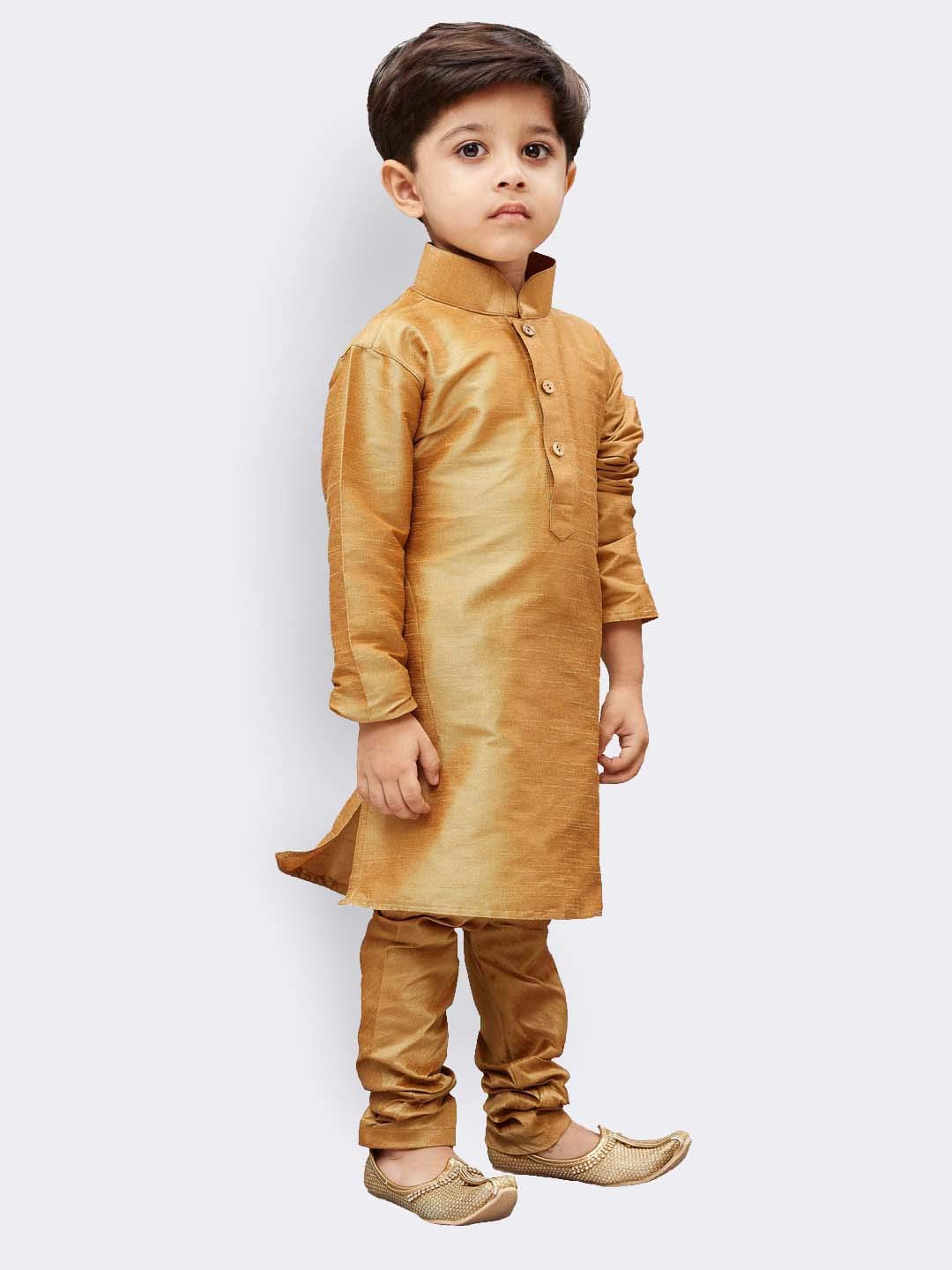 Jbn Creation Boys Silk Blend Rose Gold Kurta Pyjama Set - Ethnic Elegance For Festivals | Comfortable Traditional Comfortable Full Sleeves Kurta Pyjama For Kids_Vasbkrg001Nprg_26