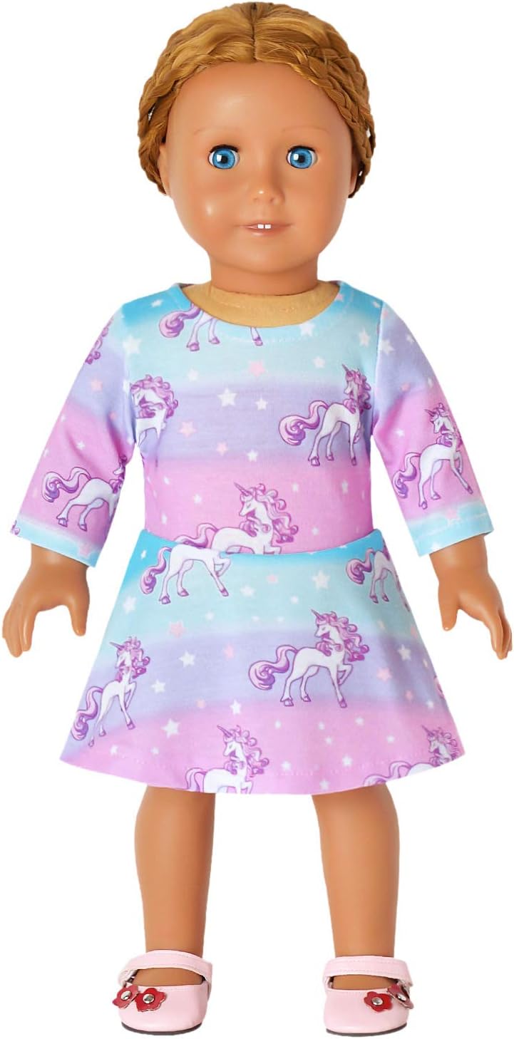 Jxstar お揃いの女の子と人形用ドレス 秋冬 長袖ドレス 18インチ人形 アメリカンガールズ 服 US サイズ: 10-11 Y