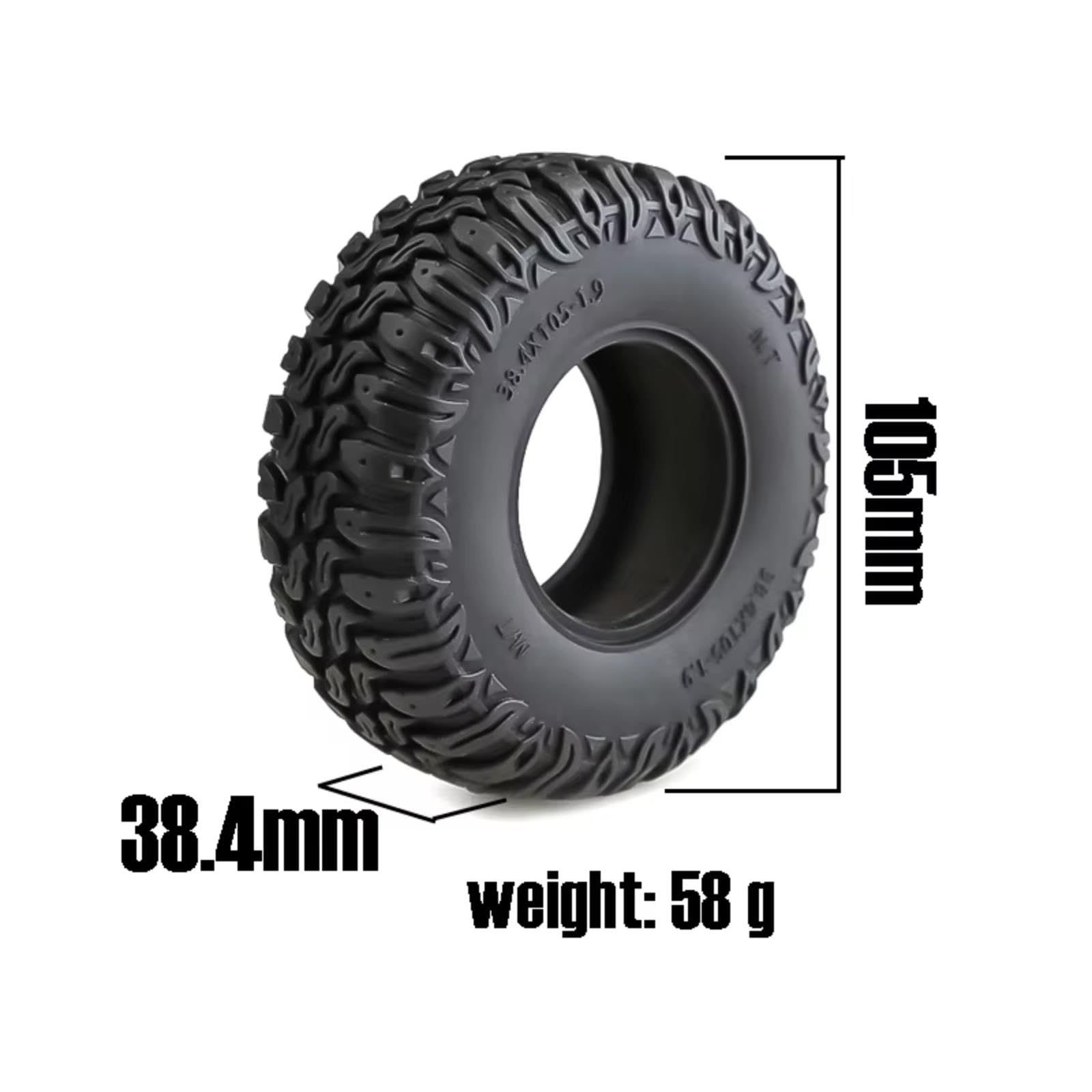 Piezas Neumáticos Goma 105 Mm para Axial para SCX10 II III 90046 D90 1/10