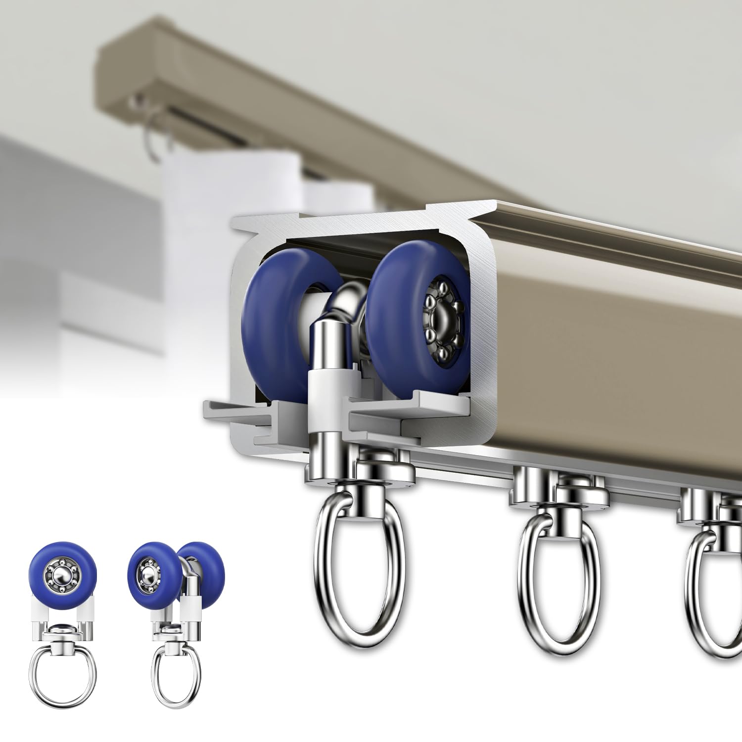 Kimgull Gardinenstange 2.8m Champagner - Aluminium Vorhangstange Decken/Wandmontage