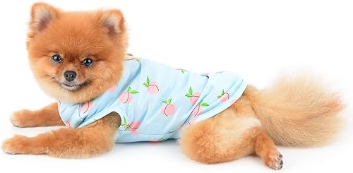 Miniatura 4 de SMALLLEE_LUCKY_STORE Camiseta con estampado de durazno para mascotas, camiseta para cachorros con anillo en D para perros pequeños y medianos,