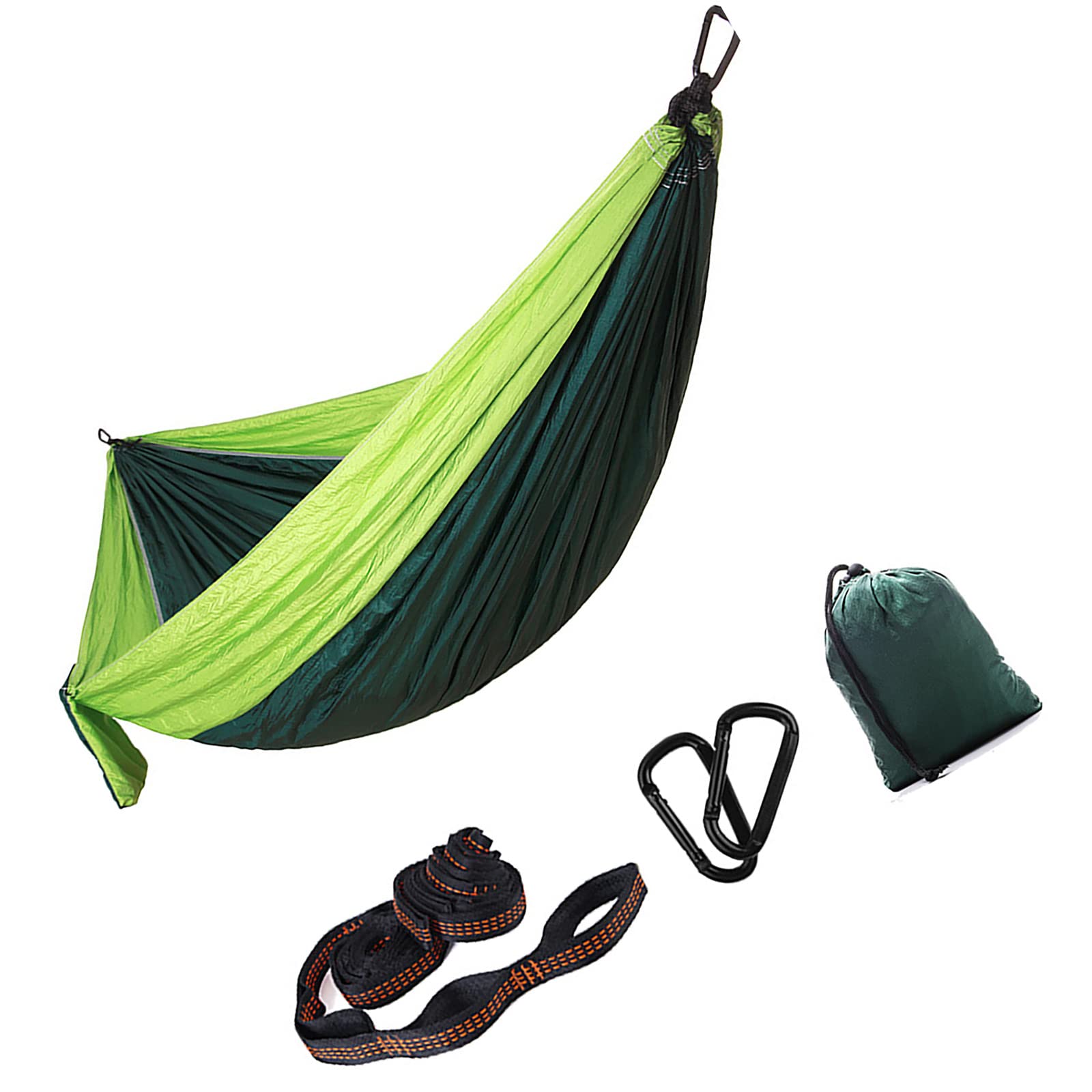 hammock, Outdoor with Carabiners 270 x 140 cm Breathable Quick Drying Parachute Nylon for Garden, Backpacking, Travel