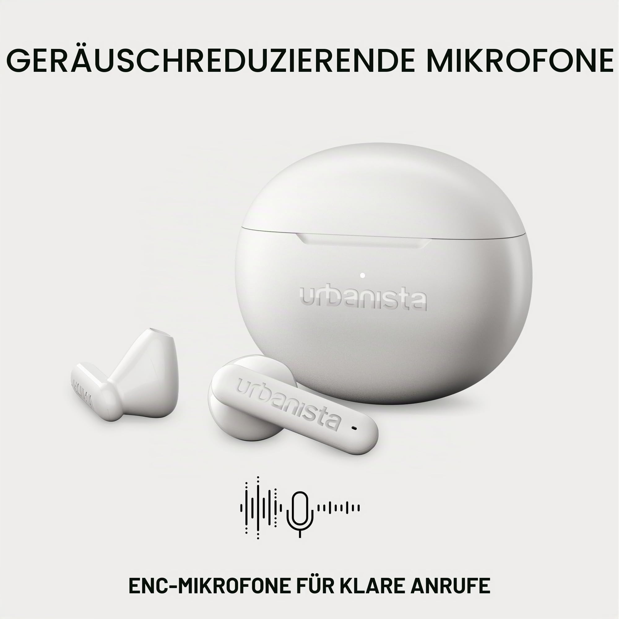 Urbanista Austin 2 True Wireless Earbuds - Kabellose Bluetooth 6.0 In-Ear Kopfhörer mit Multipoint-Verbindung, 25h Akku, ENC Mikrofon für Anrufe, IPX4 Wasserfest & Touch-Steuerung - Weiß