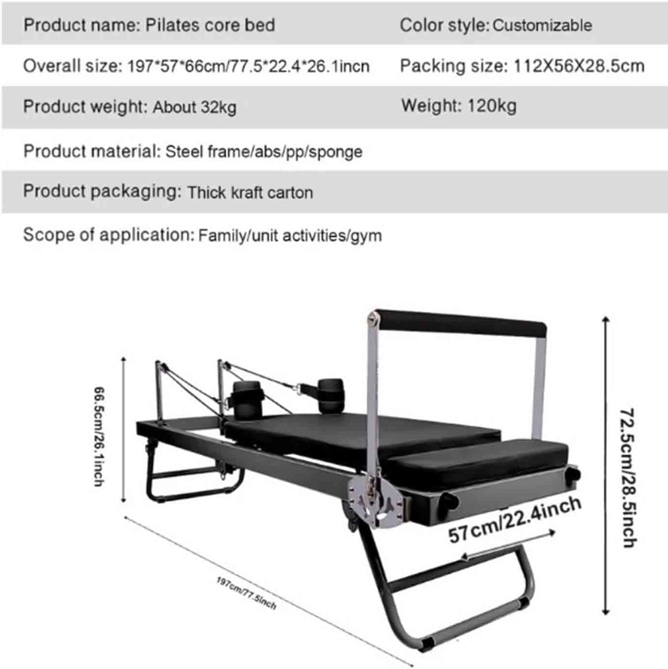 Faltbare Pilates Reformer Maschine für Home Workouts, Einstellbare Trainingsgeräte mit Edelstahlfedern und Sprungbrett, Fitnessgeräte für Home Gym