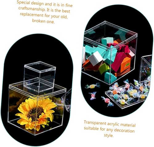 Miniatura 6 de IMIKEYA 3 unids transparente caja de exhibición contenedores de acrílico mini contenedores cuadrados Locker Organización caramelo Exhibición
