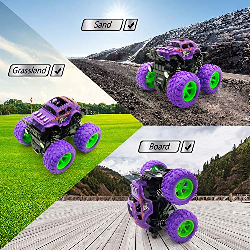 2Pcs Monster Trucks Toys For Boysgirls - Friction Cars Monster Jam Playset, And Wheels Monster For Kids Age 3 4 5 6 Year Old Gifts For Kids Birthday Christmas (Purple And Orange) #TOP6