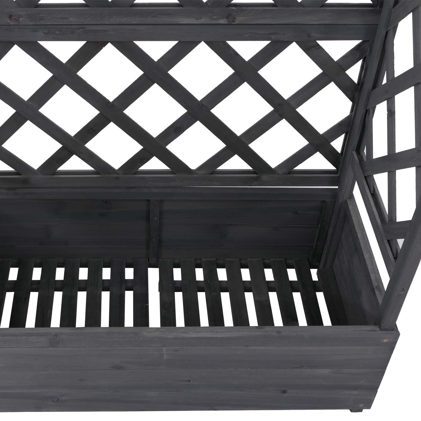 Mendler Hochbeet HWC-P66 138x110x44cm Holz - anthrazit-grau | Pflanz-/Blumenkasten, Pflanzkübel, Rankgitter, Rankhilfe, Spalier, FSC®