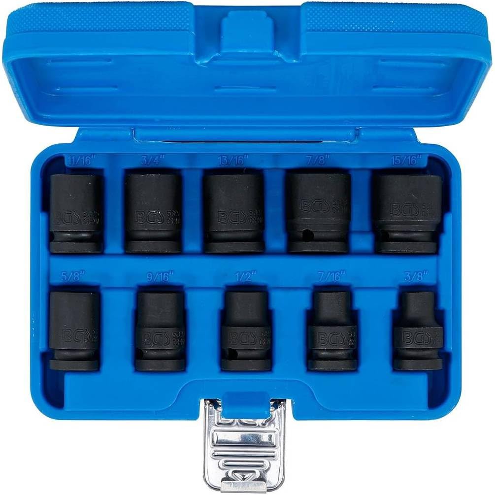 D-Work - Set di boccole a scossa da 1/2-3/8 a 15/16 pollici, 10 pezzi, resistenti e pratici, in acciaio