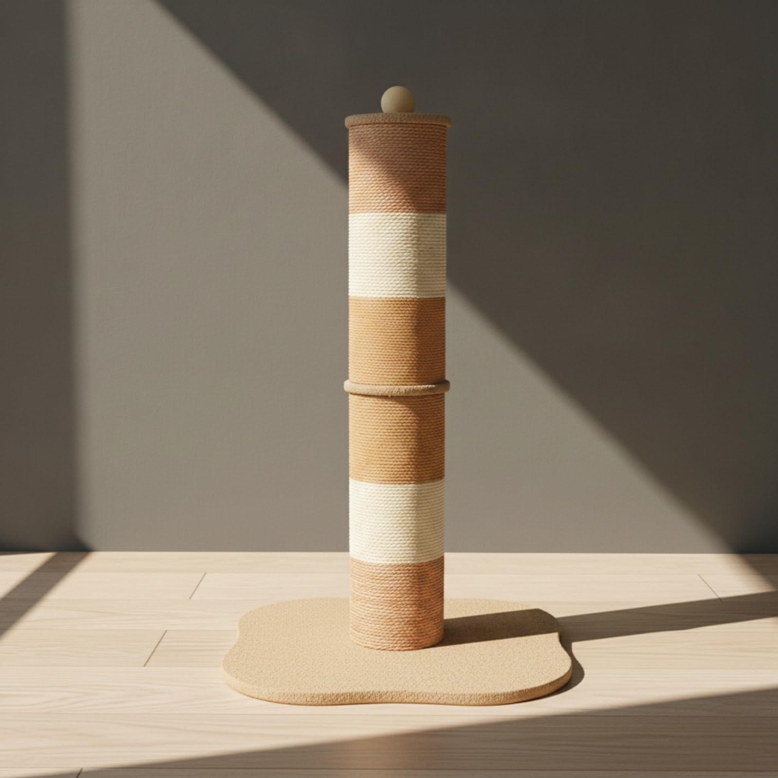Tiragraffi per Gatti Colonna Tiragraffi Giochi Design Multitessitura con Palla in Alto Base Larga Rettangolare Struttura Pesante in Sisal Corda di