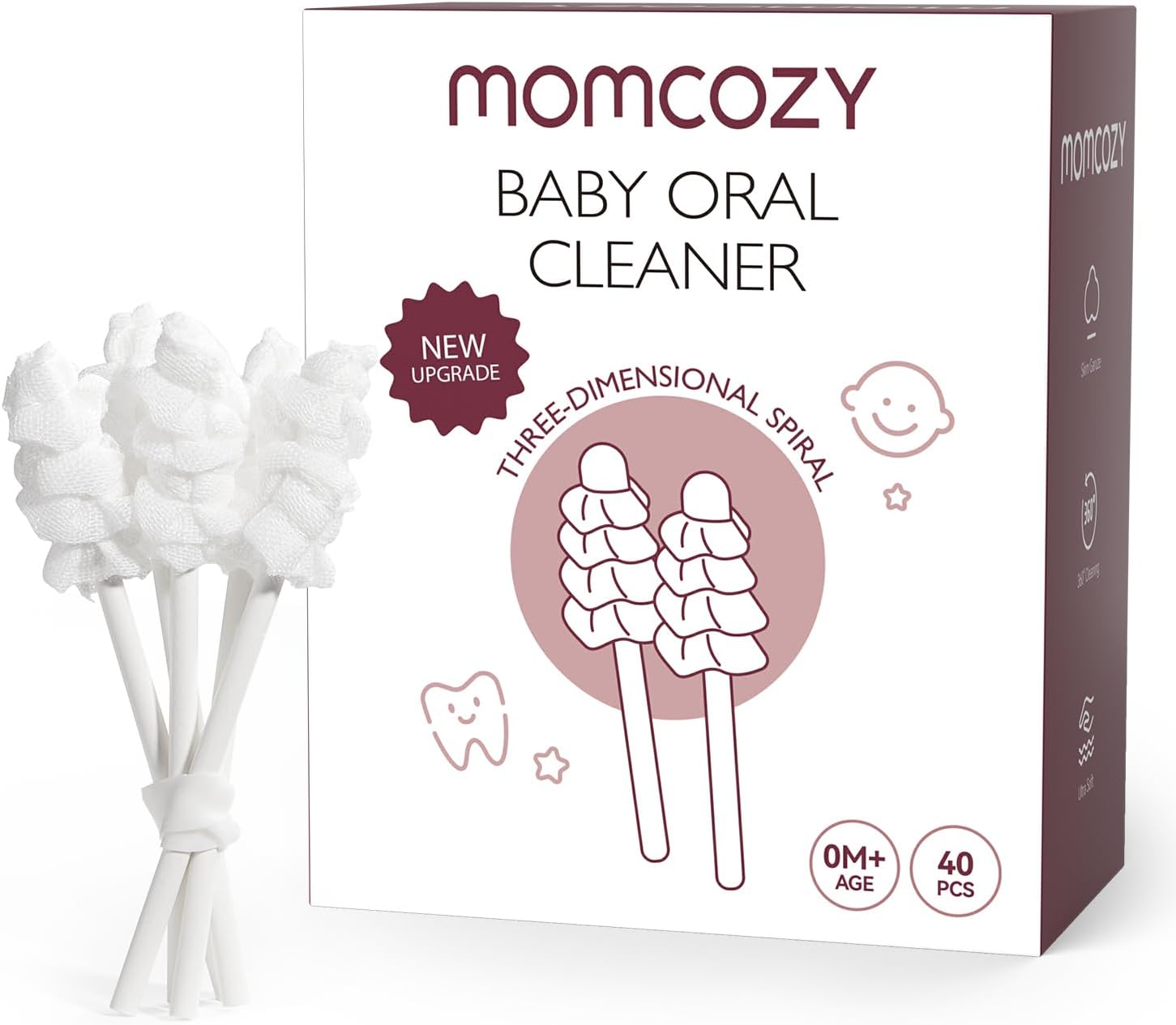 Baby Tongue Cleaner Gauze, Baby Toothbrush Disposable Oral Cleaner, Toddler Tooth Brush for Tooth Mouth Gum Clean, Infant Toothbrush Oral Cleaning Stick, Baby Oral Cleaner Newborn, 40 Count