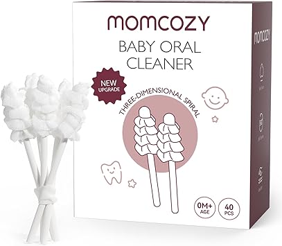 Momcozy Baby Tongue Cleaner Gauze, Baby Toothbrush Disposable Oral Cleaner, Toddler Tooth Brush for Tooth Mouth Gum Clean, Infant Toothbrush Oral Cleaning Stick, Baby Oral Cleaner Newborn, 40 Count