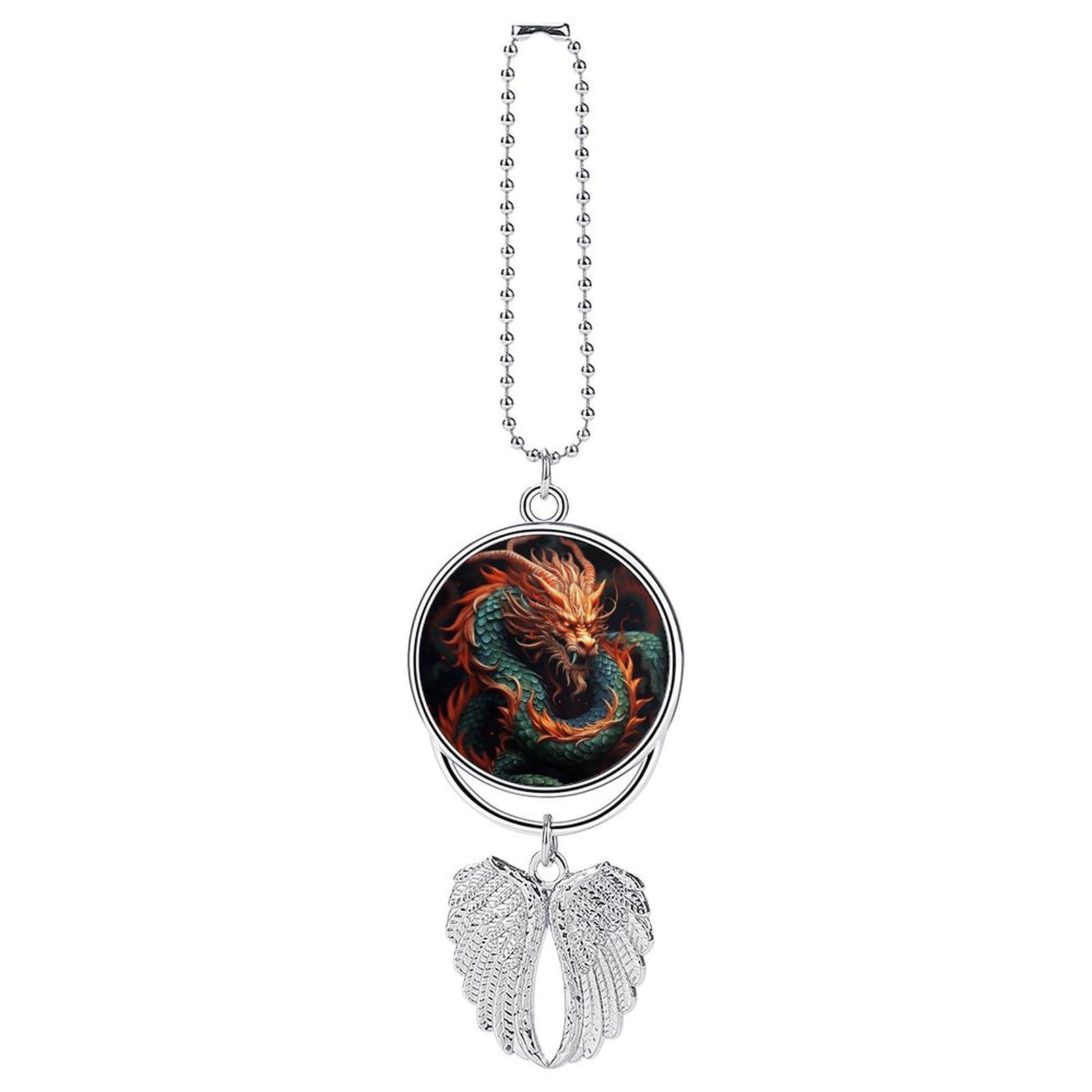 Chinese Dragon Car Pendant Personalized Car Hanging Ornament Auto Rear View Mirror Hanging Decoration Accessories Metal Cars Interior Ornament for Most Cars Truck SUV