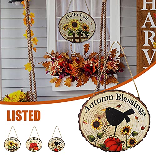 BestSiller Hallo Herfst Voordeur Teken, Herfst Kraai Pompoen Opknoping Teken, Muur Decor Hout Opknoping Teken Indoor… - Afbeelding 5