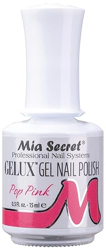 Mia Secret Gelux Esmalte de uñas de gel Soak-off color Pop Pink - Esmalte de gel curado con lámpara de uñas - Esmaltes para uñas en gel de larga