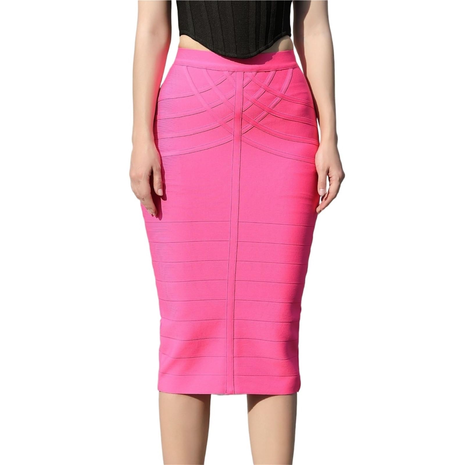 Falda Tubo Faldas Elegantes ceñidas al Cuerpo for Mujer, Faldas de Tubo de Cintura Alta elásticas(Yellow,M)