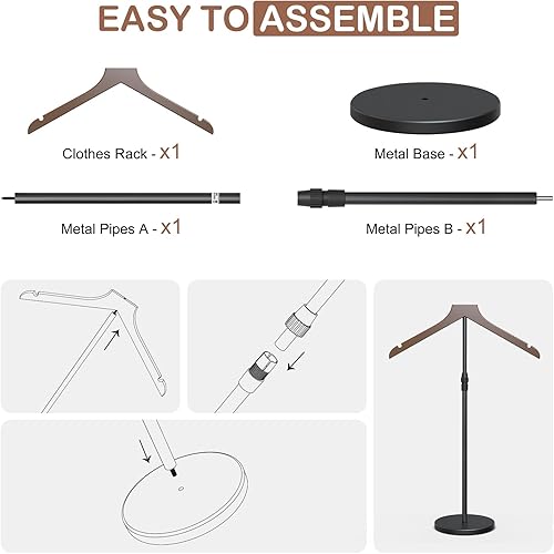 Miniatura 7 de Soporte de exhibición de camisas, torso de maniquí ajustable de altura de 18 a 34 pulgadas para tiendas de vendedores, perchero portátil de ropa más